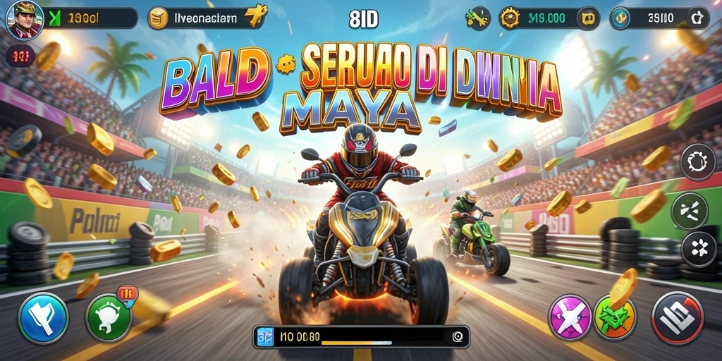 Screenshot gameplay 8ID menampilkan balapan mendebarkan di trek yang menantang.