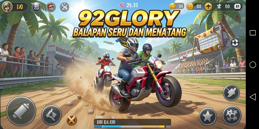 Gameplay Racing yang mengasyikkan dalam 92GLORY.