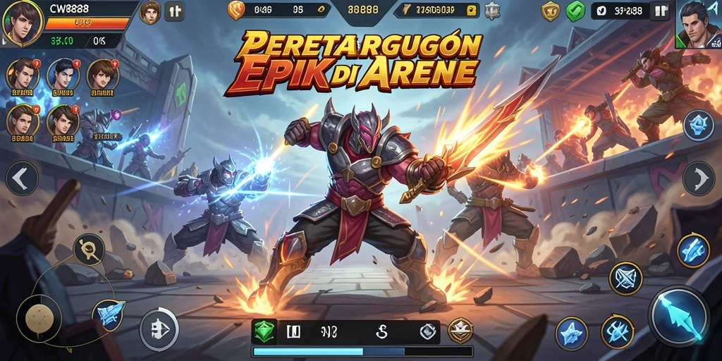 Gambar menunjukkan aksi pertarungan intens CW8888 dengan karakter yang kuat.