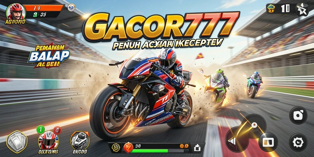 Tampilan gameplay GACOR777 yang mendebarkan di lintasan balap.