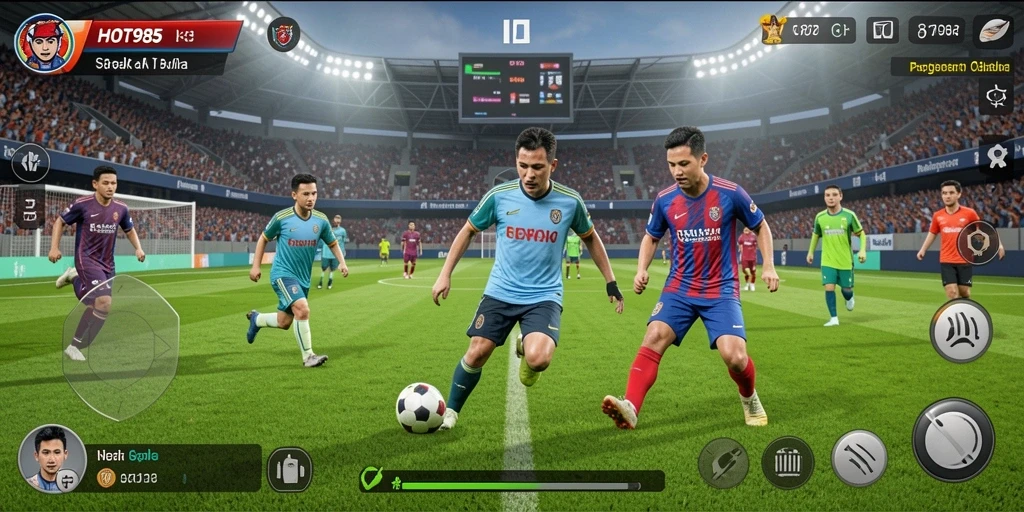 Gameplay menegangkan dengan grafis tinggi dan aksi sepak bola nyata.