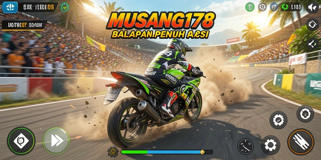 Tampilan balapan motor seru di MUSANG178.