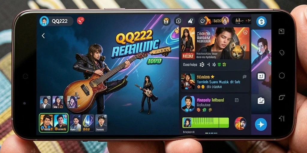 Tampilan gameplay <strong>QQ222</strong> saat pengguna menikmati musik sambil bernyanyi.
