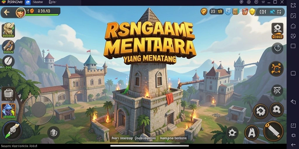 Tangkapan layar utama RSNGAME menampilkan aksi seru dalam Tower Defense.