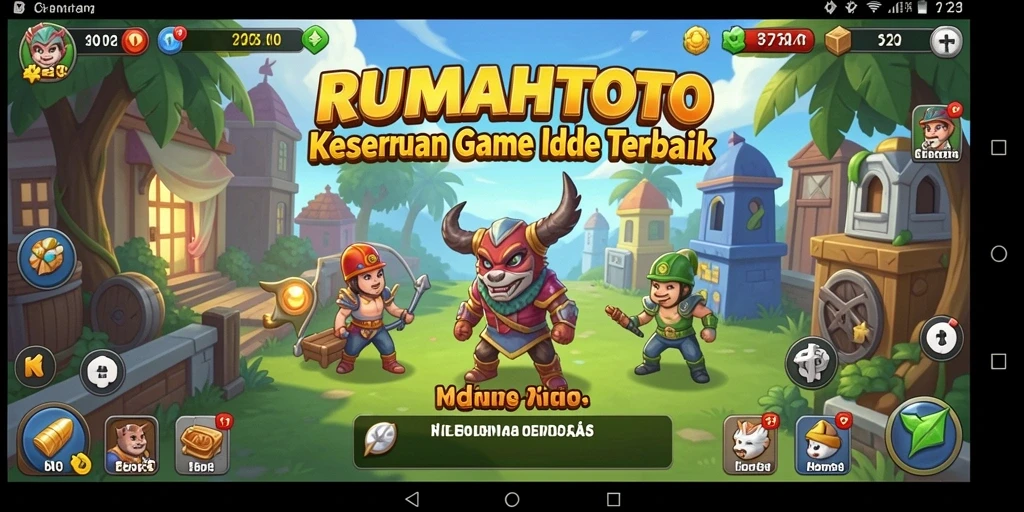 Tampilan gameplay RUMAHTOTO dengan desain rumah yang kreatif.