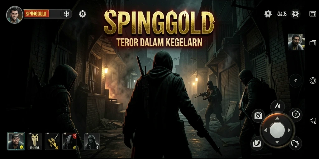 Tampilan gameplay SPINGOLD dengan atmosfir Horror yang menakutkan.