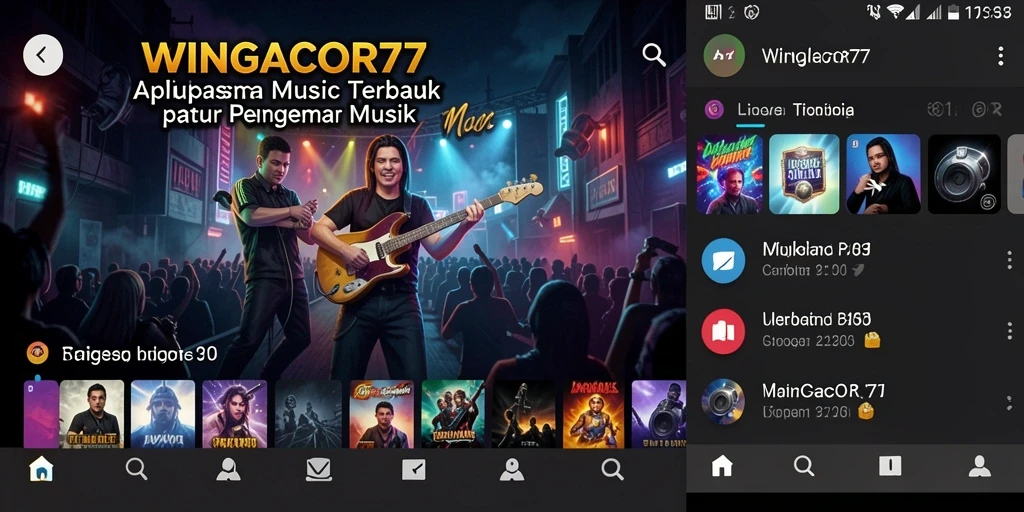 Tampilan screenshot utama WINGACOR77 menampilkan antarmuka aplikasi musik yang menarik.